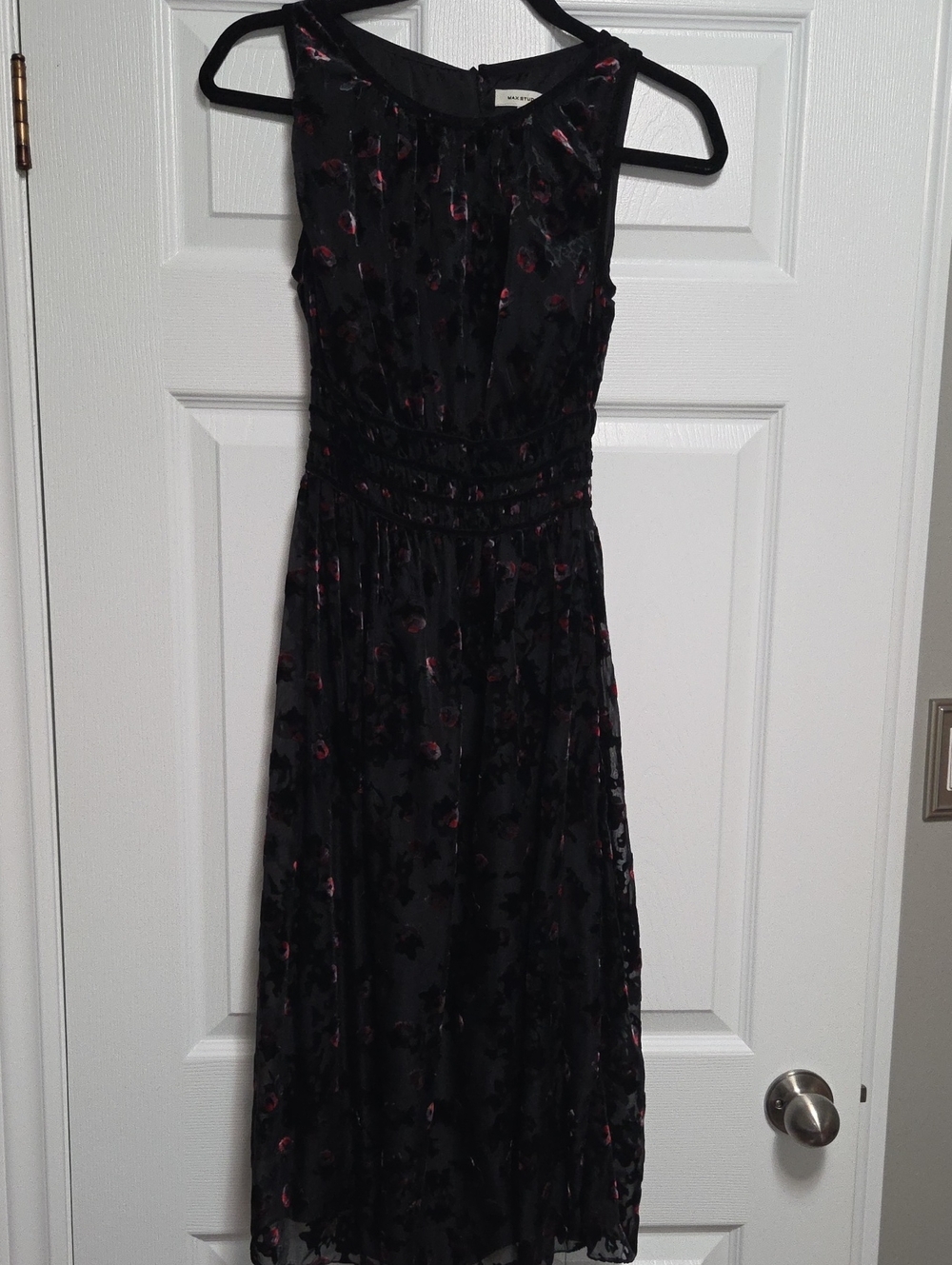 Max Studio Black Midi Dress with Pink Floral Detail